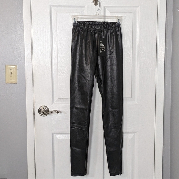 NWT A&K Madrigales Faux Leather Zip-Ankle Leggings with‎ Stretch Waist Size 0 - Picture 1 of 7